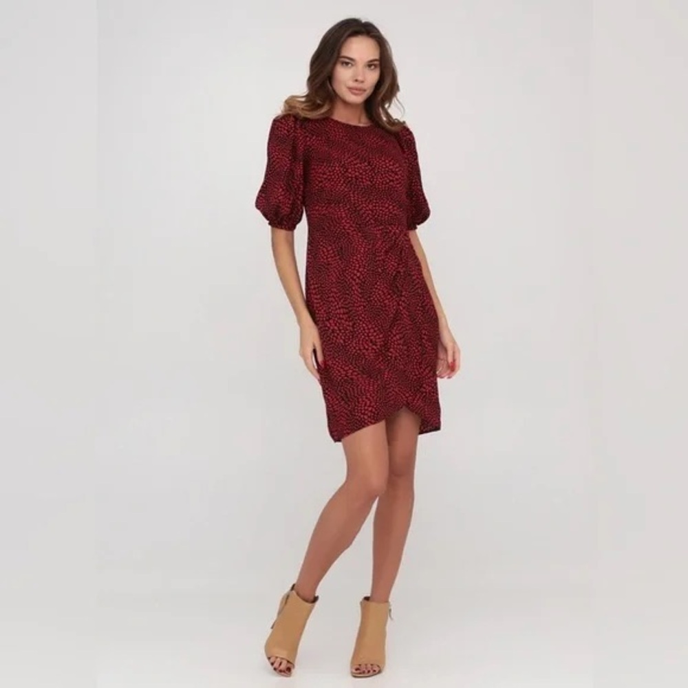 BANANA REPUBLIC Red Black Volume Sleeve Sheath Dress NWT Size 10